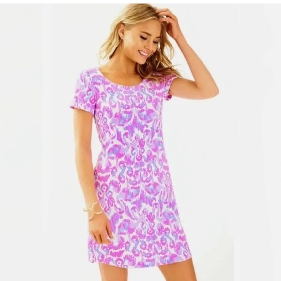 Tammy Dress Amethyst Beach Bathers Flamingo Print Purple Pink Lilly Pulitzer - Picture 1 of 9